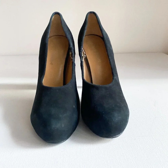 Gravity Pope Black Suede Round Toe  Classic High Heels 39 - Picture 2 of 6